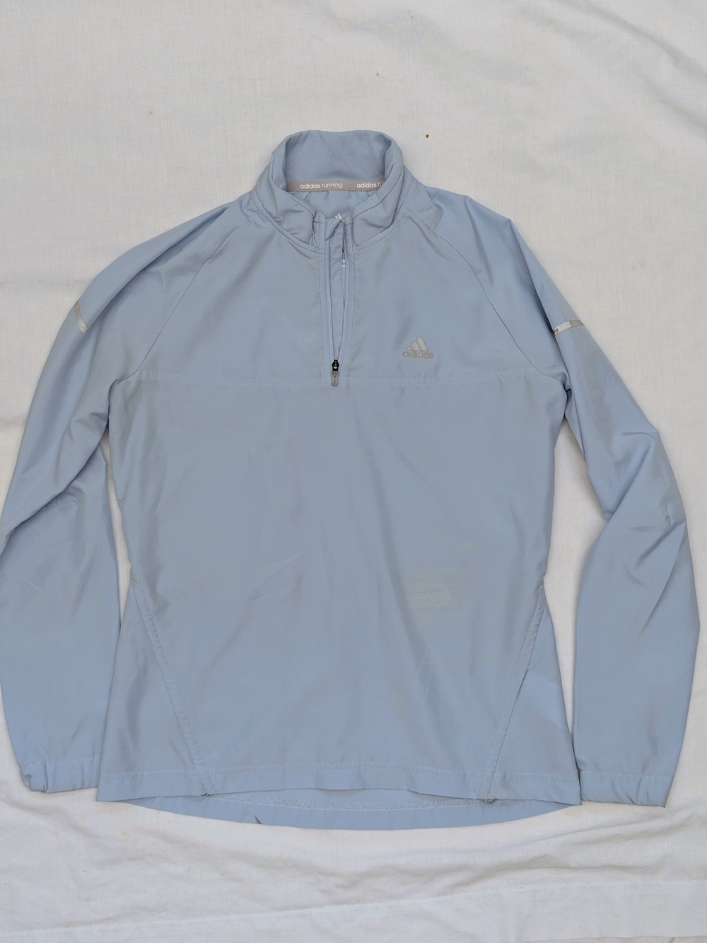 light blue Adidas Climaproof running quarter-zip windbreaker Women's SM